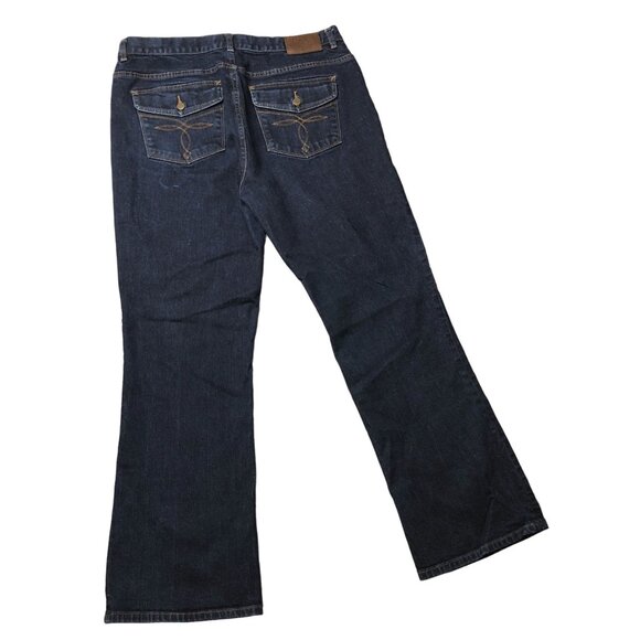 Lauren Ralph Lauren Jeans Bootcut Womens 14 Stretch Dark Wash Embroidery Pockets - Picture 10 of 13